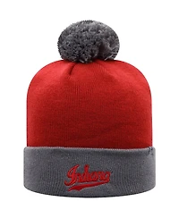 Men's Top of the World Crimson and Gray Indiana Hoosiers Core 2-Tone Cuffed Knit Hat with Pom