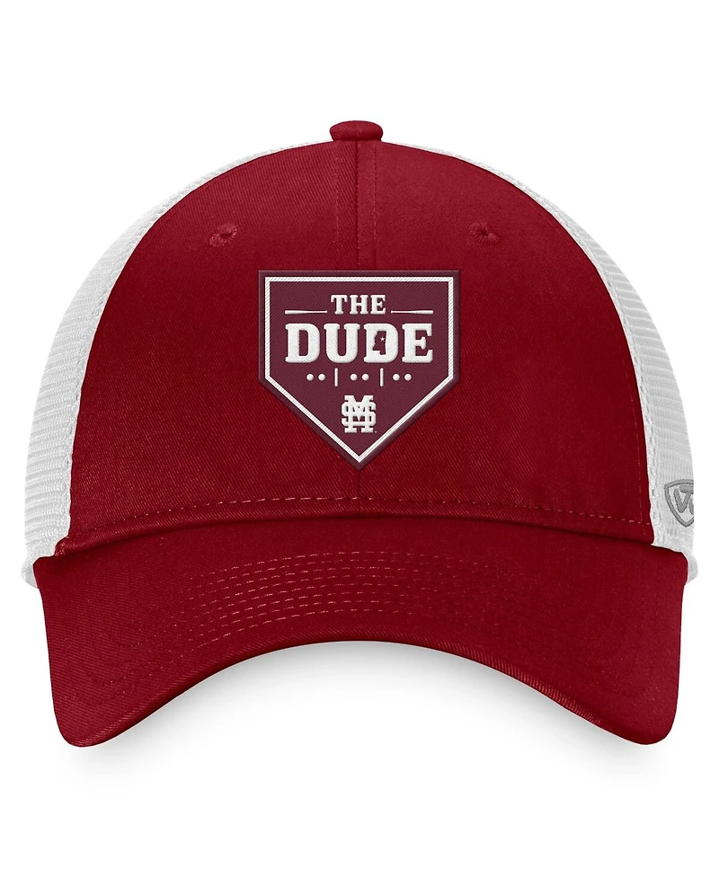 Men's Top of the World Maroon Mississippi State Bulldogs The Dude Home Plate Snapback Trucker Hat