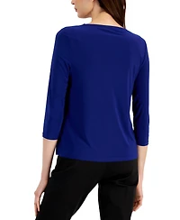 Kasper Petite Twist-Neck Top