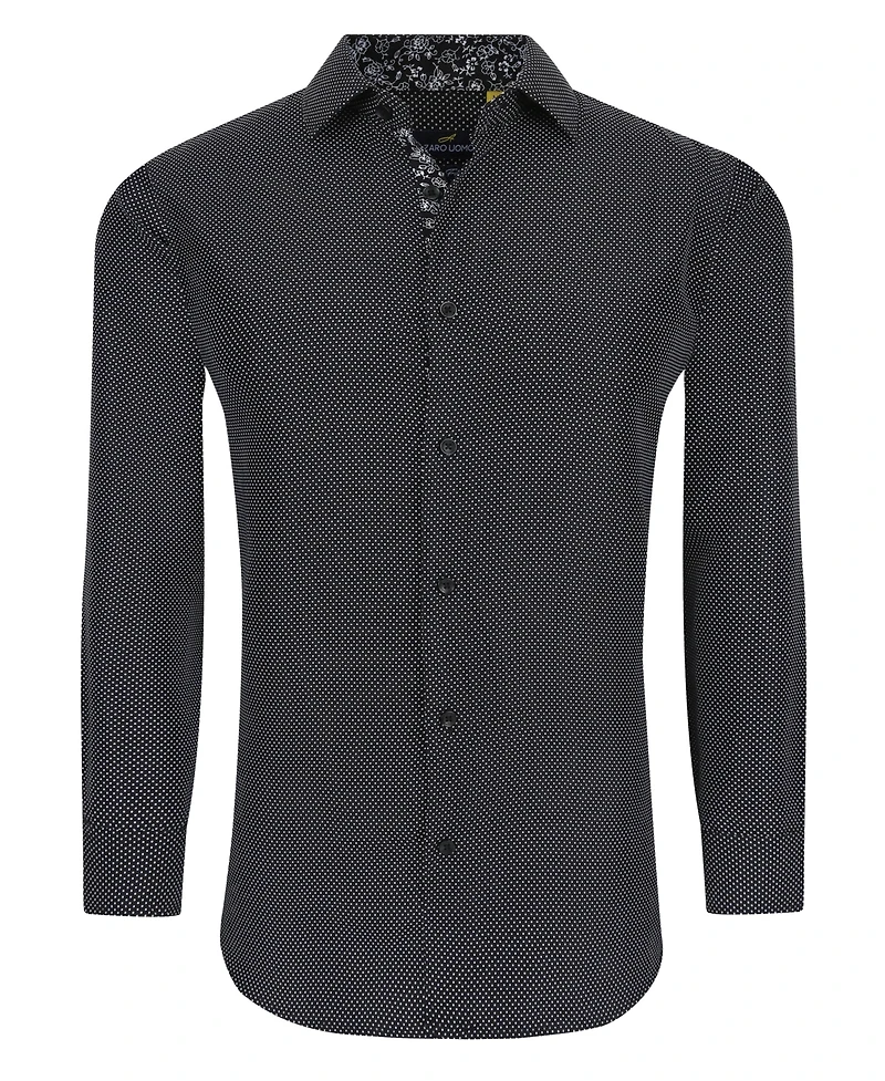 Men's Business Geometric Long Sleeve Button Down Shirt