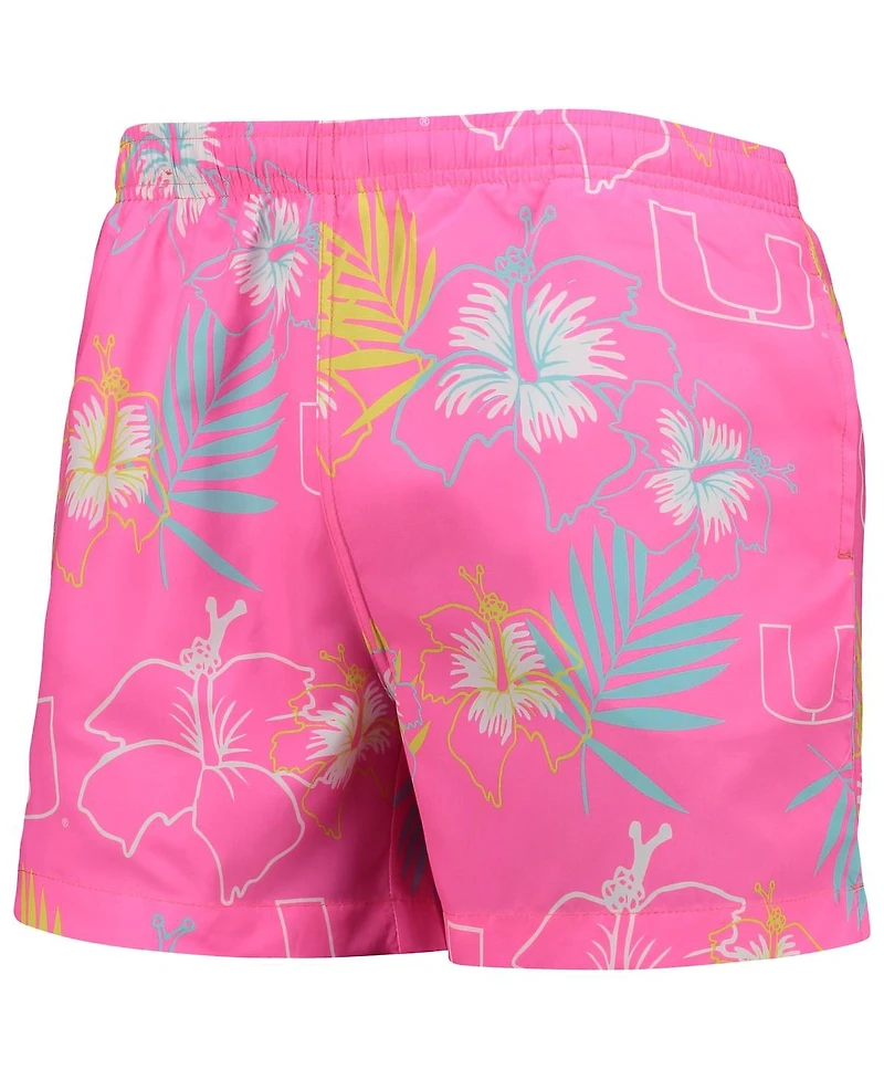 Men's Foco Pink Miami Hurricanes Neon Floral Swim Trunks
