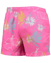 Men's Foco Pink Miami Hurricanes Neon Floral Swim Trunks