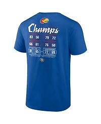 Men's Fanatics Royal Kansas Jayhawks 2022 Ncaa Basketball National Champions Schedule T-shirt