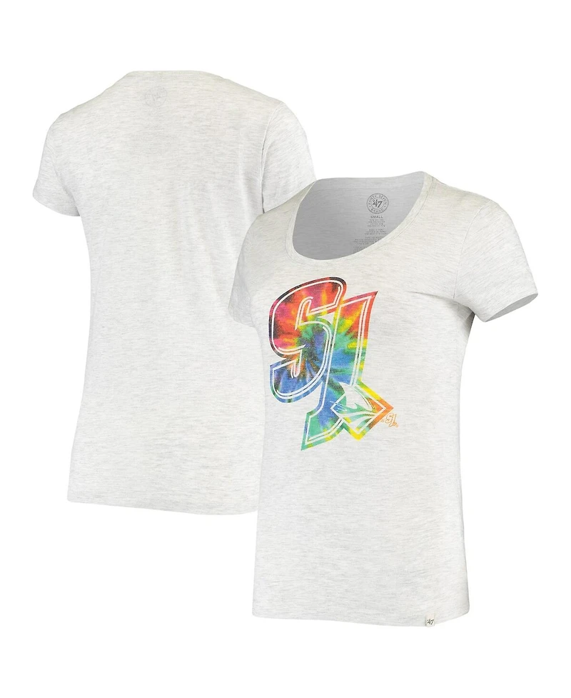 Women's '47 Heathered Gray San Jose Sharks Fantasy Scoop Neck T-shirt