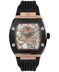 Philipp Plein Men's Automatic The $keleton Black Silicone Strap Watch 44mm
