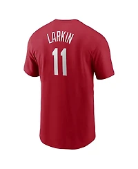 Men's Nike Barry Larkin Red Cincinnati Reds Cooperstown Collection Name & Number T-shirt