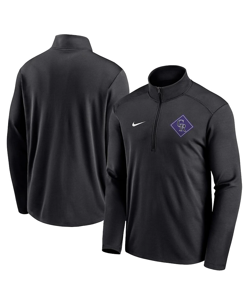 Men's Nike Black Colorado Rockies Diamond Icon Pacer Performance Quarter-Zip Top