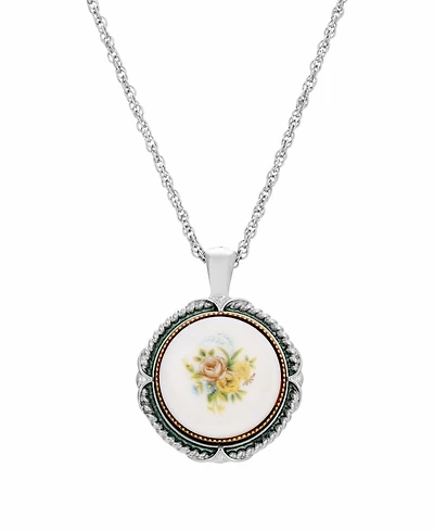 Women's Flower Round Stone Pendant Necklace
