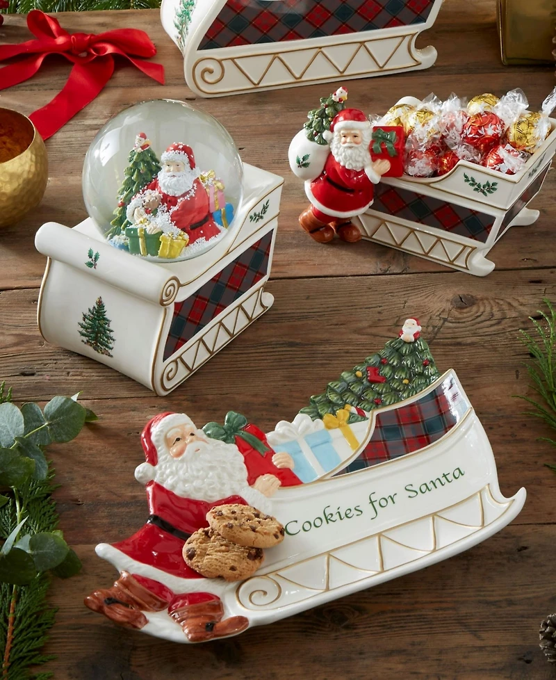 Spode Christmas Tree Santa Sleigh Candy Jar