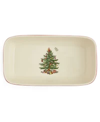 Spode Christmas Tree Tartan Rectangular Server with Slotted Spoon