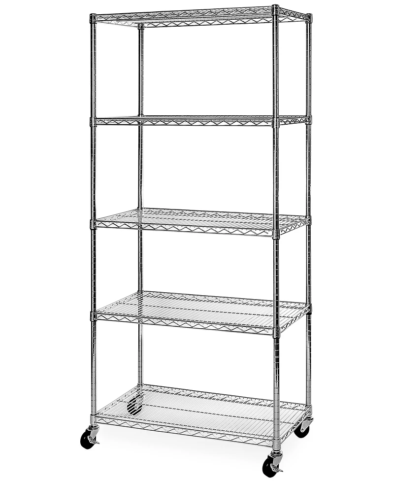 Seville Classics Commercial-Grade 5-Tier Nsf-Certified Steel Wire Wheeled Shelving