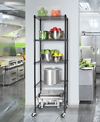 Seville Classics UltraDurable Commercial-Grade 5-Tier Nsf-Certified Steel Wire Wheeled Shelving