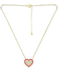 Giani Bernini Cubic Zirconia & Enamel Heart Pendant Necklace, 16" + 2" extender, Created for Macy's