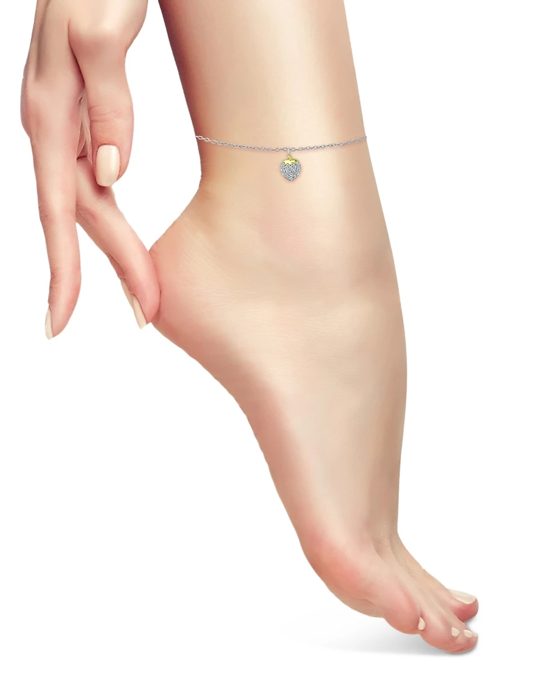 Giani Bernini Cubic Zirconia Strawberry Charm Ankle Bracelet, Created for Macy's
