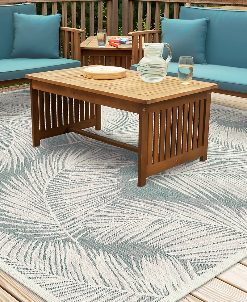 Liora Manne' Carmel Fronds 7'10" x 7'10" Square Outdoor Area Rug