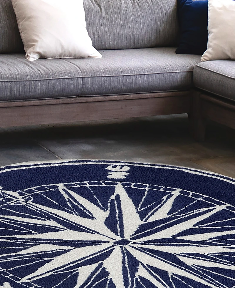 Liora Manne' Frontporch Compass 3' x 3' Round Outdoor Area Rug