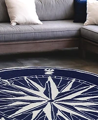 Liora Manne' Frontporch Compass 3' x 3' Round Outdoor Area Rug