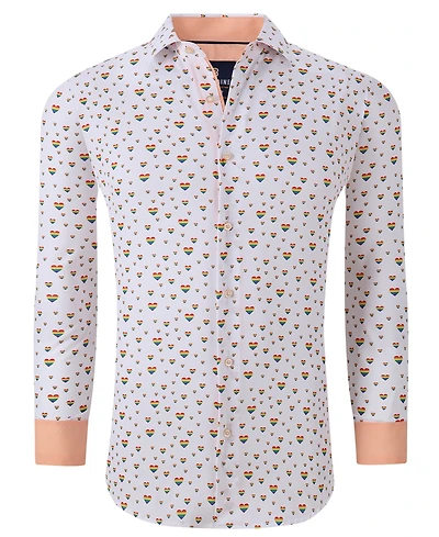 Men's Slim Fit Pride Performance Novelty Button Down Dress Shirt