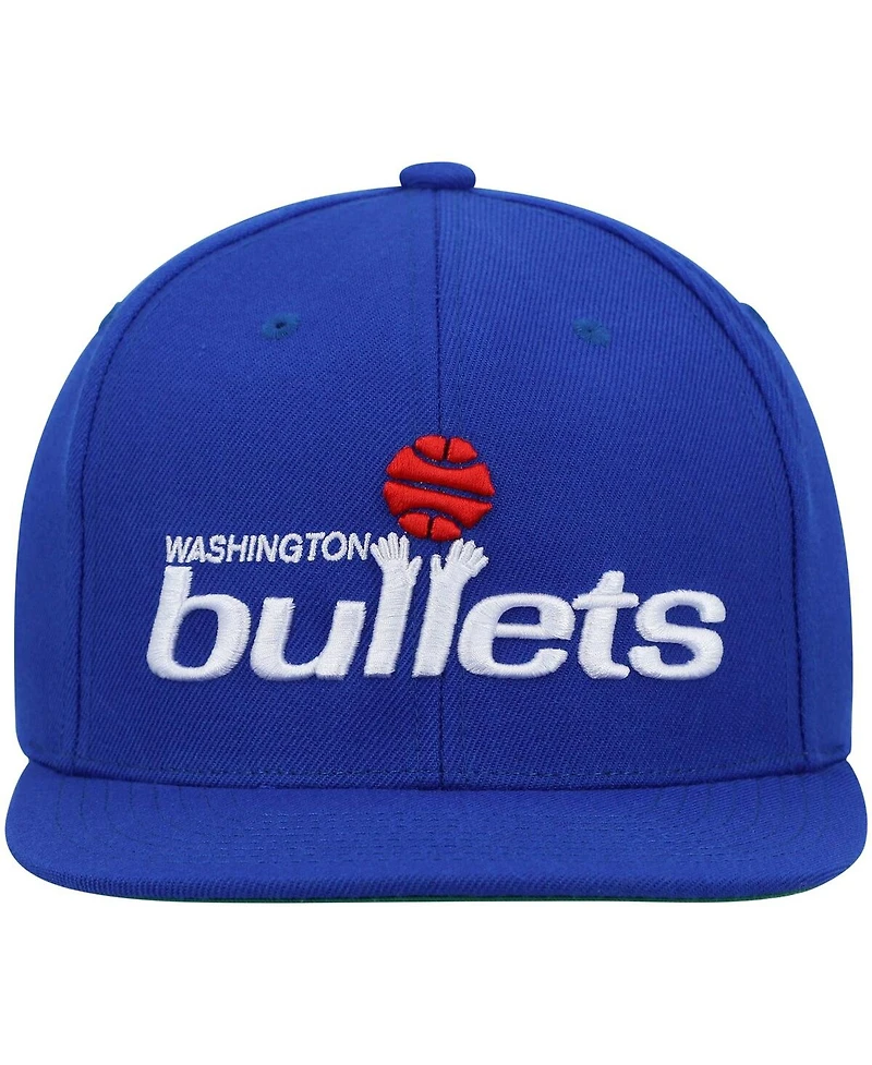 Men's Mitchell & Ness Blue Washington Bullets Hardwood Classics Team Ground 2.0 Snapback Hat