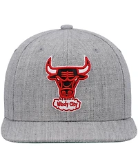 Men's Mitchell & Ness Heathered Gray Chicago Bulls Hardwood Classics Team 2.0 Snapback Hat