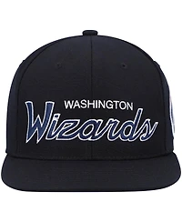 Men's Mitchell & Ness Black Washington Wizards Hardwood Classics Script 2.0 Snapback Hat