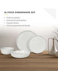 Table 12 Natural White 16-Pc Dinnerware Set, Service for 4
