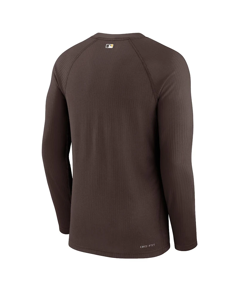 Men's Nike Brown San Diego Padres Authentic Collection Raglan Performance Long Sleeve T-shirt