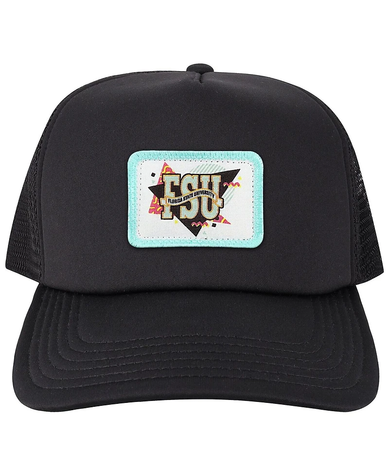 Men's League Collegiate Wear Black Florida State Seminoles Beach Club Laguna Trucker Snapback Adjustable Hat