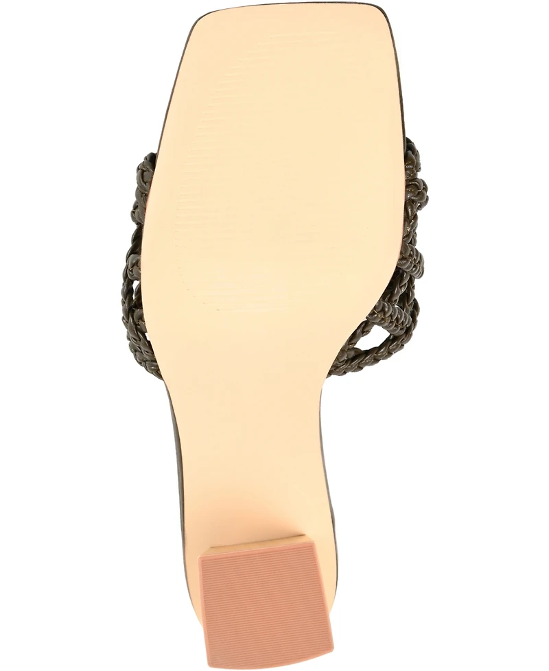 Journee Collection Women's Evvie Braided Block Heel Sandals