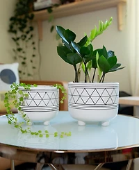 Flora Bunda Geo Ceramic Planter with Legs, Set of 2