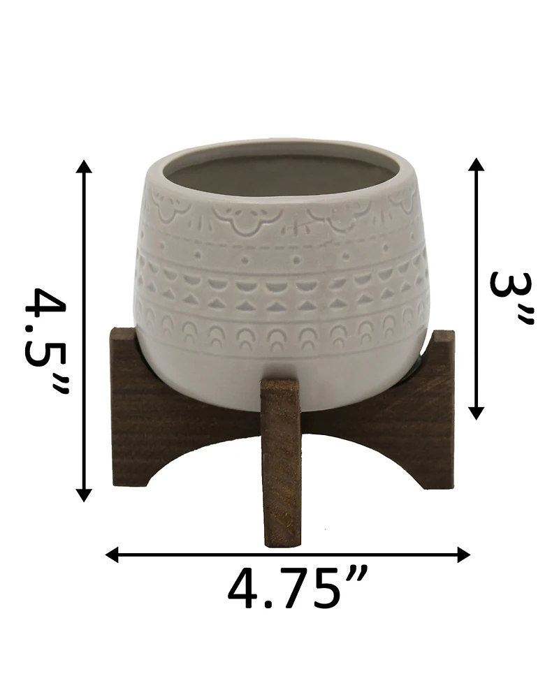 Flora Bunda Mayan Ceramic Planter on Stand, 4.75"
