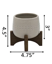 Flora Bunda Mayan Ceramic Planter on Stand, 4.75"