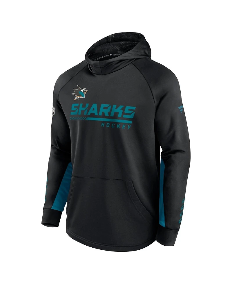 Men's Fanatics Black San Jose Sharks Authentic Pro Locker Room Raglan Pullover Hoodie