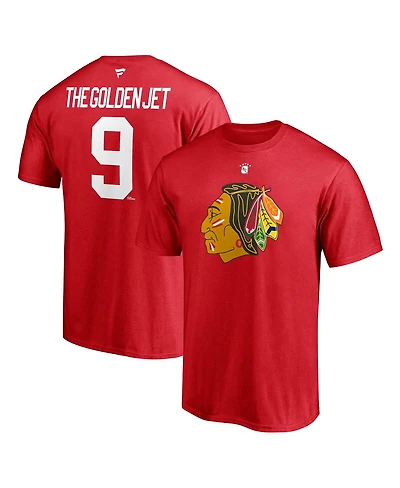 Men's Fanatics Bobby Hull Red Chicago Blackhawks Authentic Stack Retired Player NickName and Number T-shirt