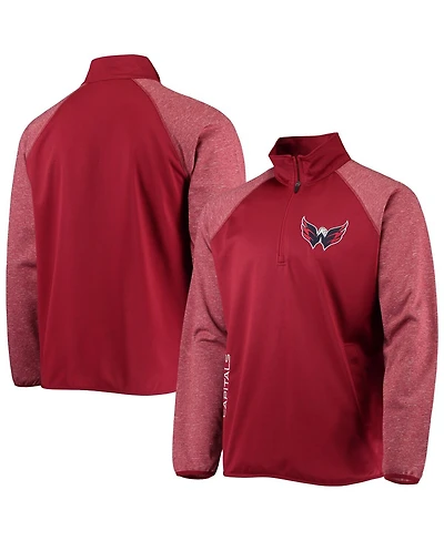 Men's Starter Red Washington Capitals Transitional Raglan Half-Zip Top