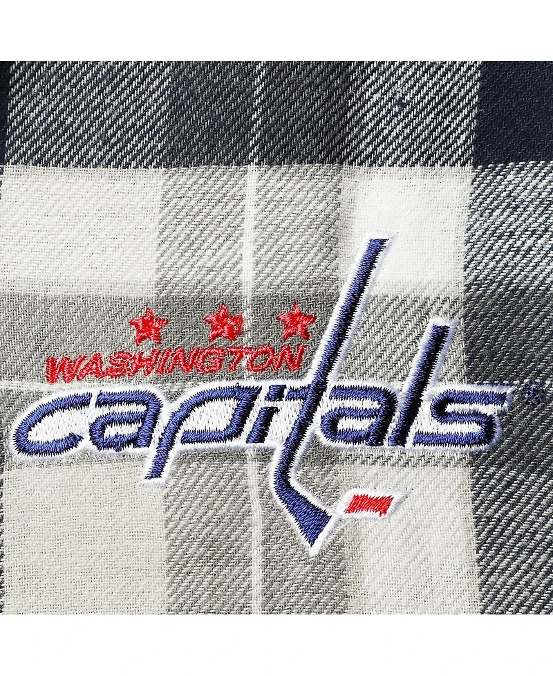 Men's Antigua Navy and Gray Washington Capitals Ease Plaid Button-Up Long Sleeve Shirt