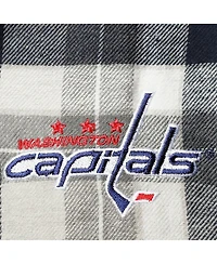 Men's Antigua Navy and Gray Washington Capitals Ease Plaid Button-Up Long Sleeve Shirt
