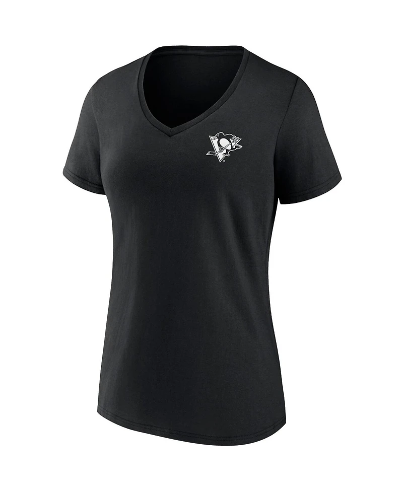 Women's Fanatics Black Pittsburgh Penguins Team Mother's Day V-Neck T-shirt