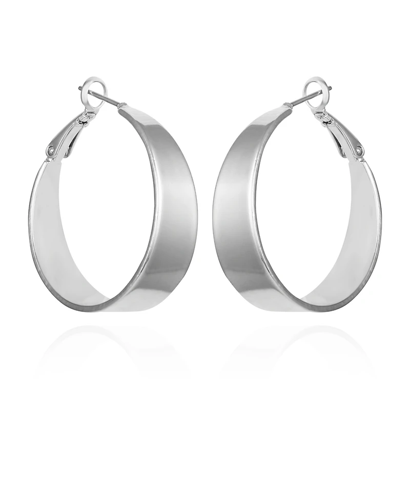 Vince Camuto Silver-Tone Band Thick Hoop Earrings