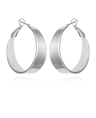 Vince Camuto Silver-Tone Band Thick Hoop Earrings