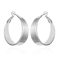 Vince Camuto Silver-Tone Band Thick Hoop Earrings