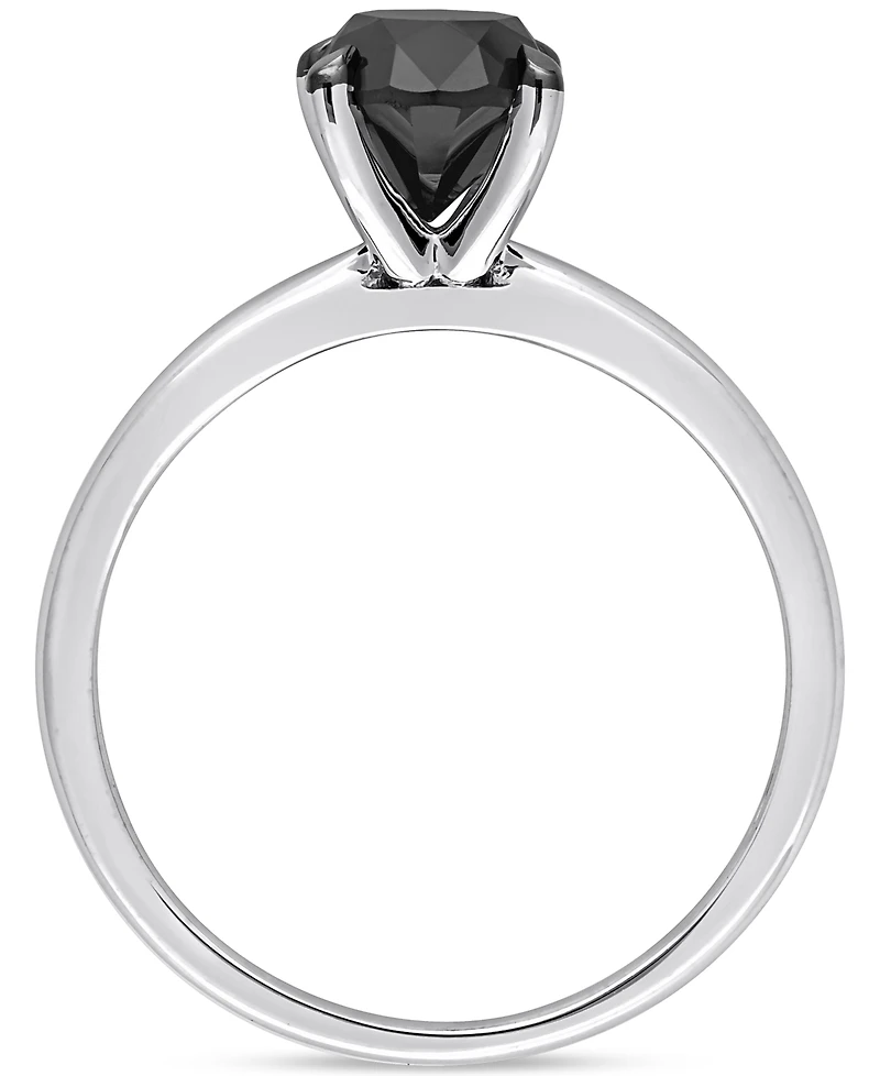 Black Diamond Solitaire Engagement Ring (1-1/2 ct. t.w.) 14k White Gold