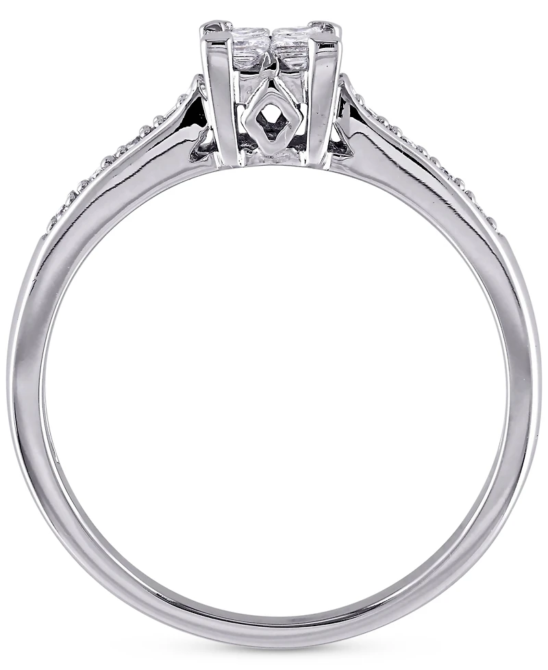 Diamond Princess Quad Cluster Engagement Ring (1/4 ct. t.w.) 14k White Gold