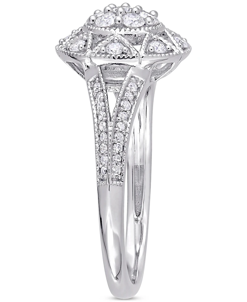 Diamond Vintage-Inspired Cluster Engagement Ring (1/2 ct. t.w.) 14k White Gold