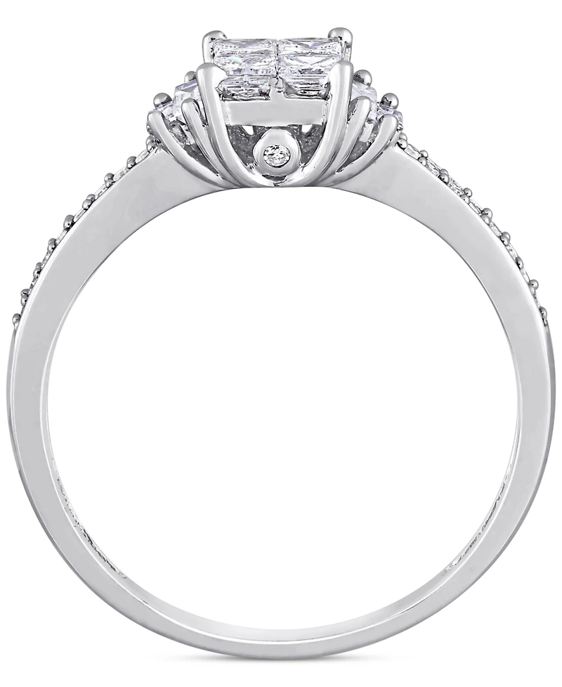 Diamond Princess Quad Cluster Engagement Ring (1/2 ct. t.w.) 14k White Gold