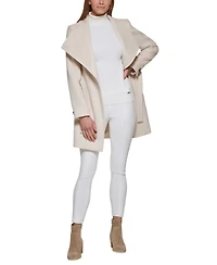 Calvin Klein Womens Asymmetrical Belted Wrap Coat, Created for Macys