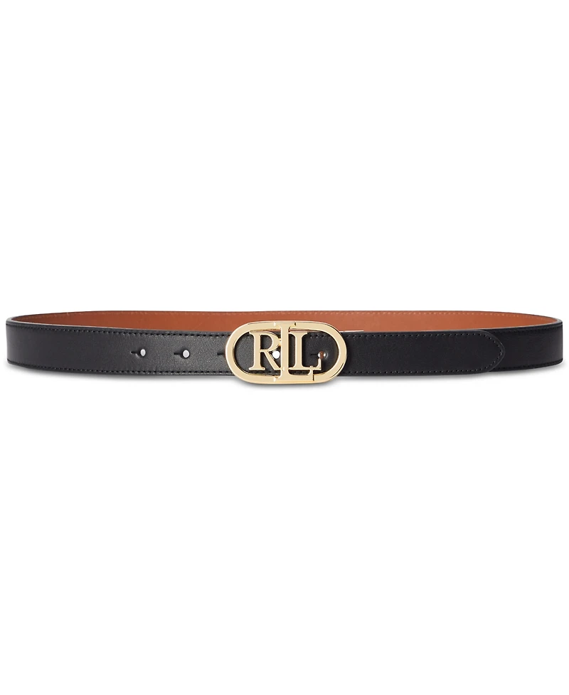 Lauren Ralph Women's Logo Reversible Skinny Leather Belt