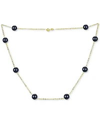 Onyx Bead 18" Collar Necklace in 14k Gold (Also in Jade, Lapis Lazuli, Rose Quartz, & Turquoise)