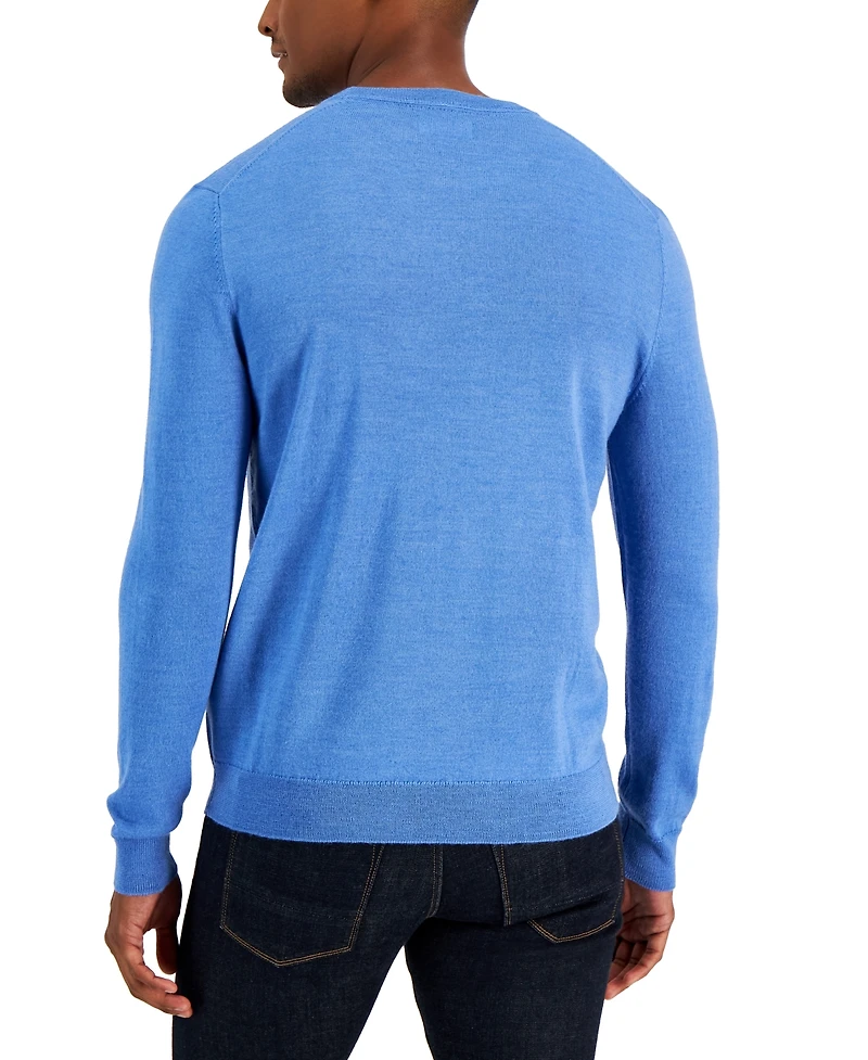 Club Room Men's Solid Crew Neck Merino Wool Blend Sweater, Created for Macy's