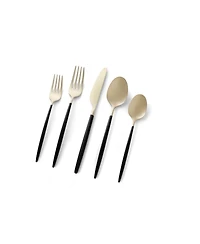Cambridge Silversmiths Gaze Two Tone Black-Gold Satin 20 Piece Flatware Set, Service For 4